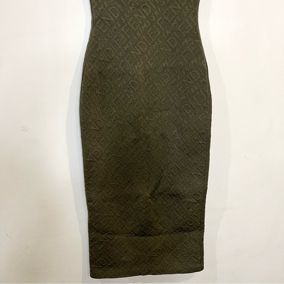 Fendi x Skims embossed olive green Illinois Midi dress size 38 (US 2) - Picture 13 of 14